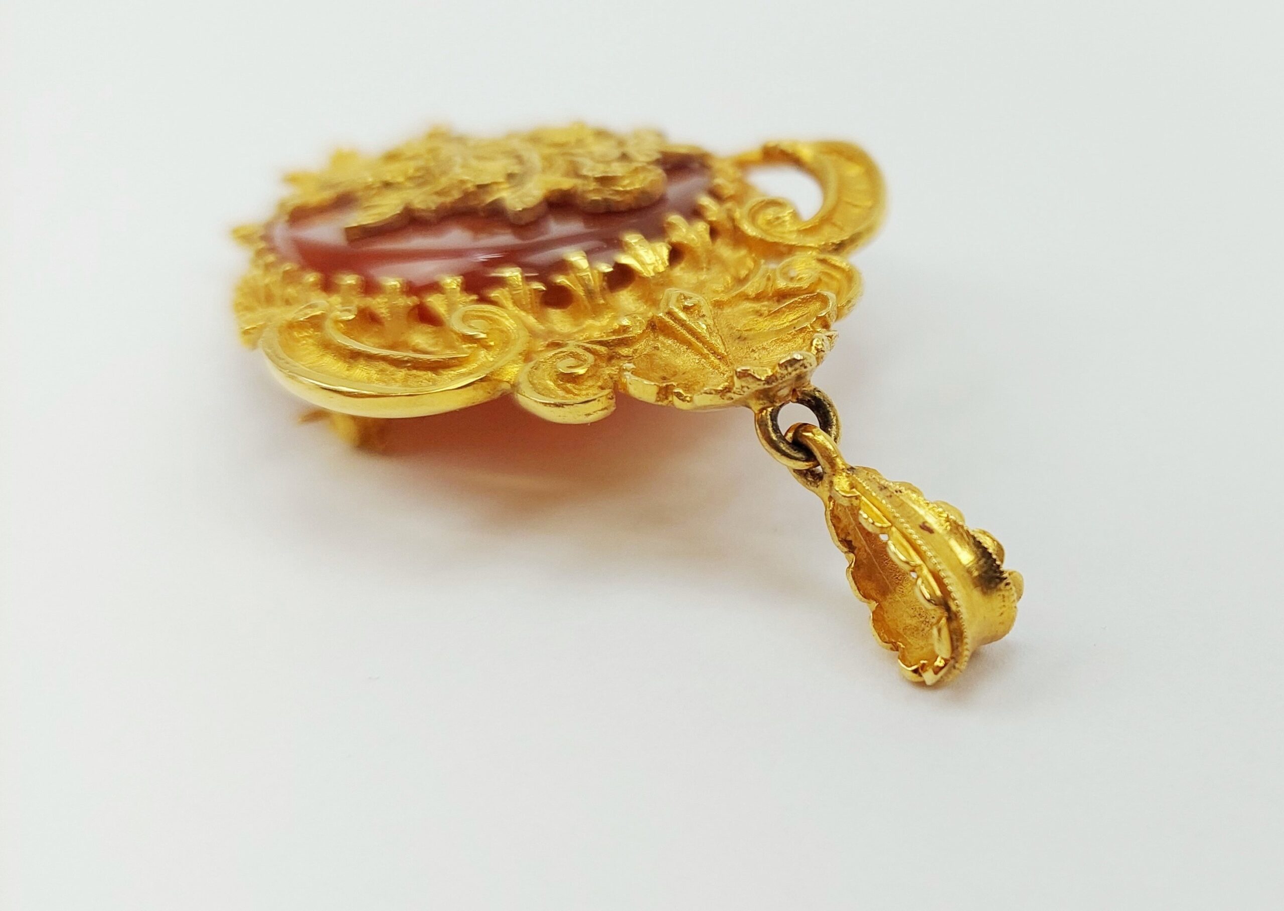 9ct Yellow Gold & Brown Agate Brooch Pendant - Image 6