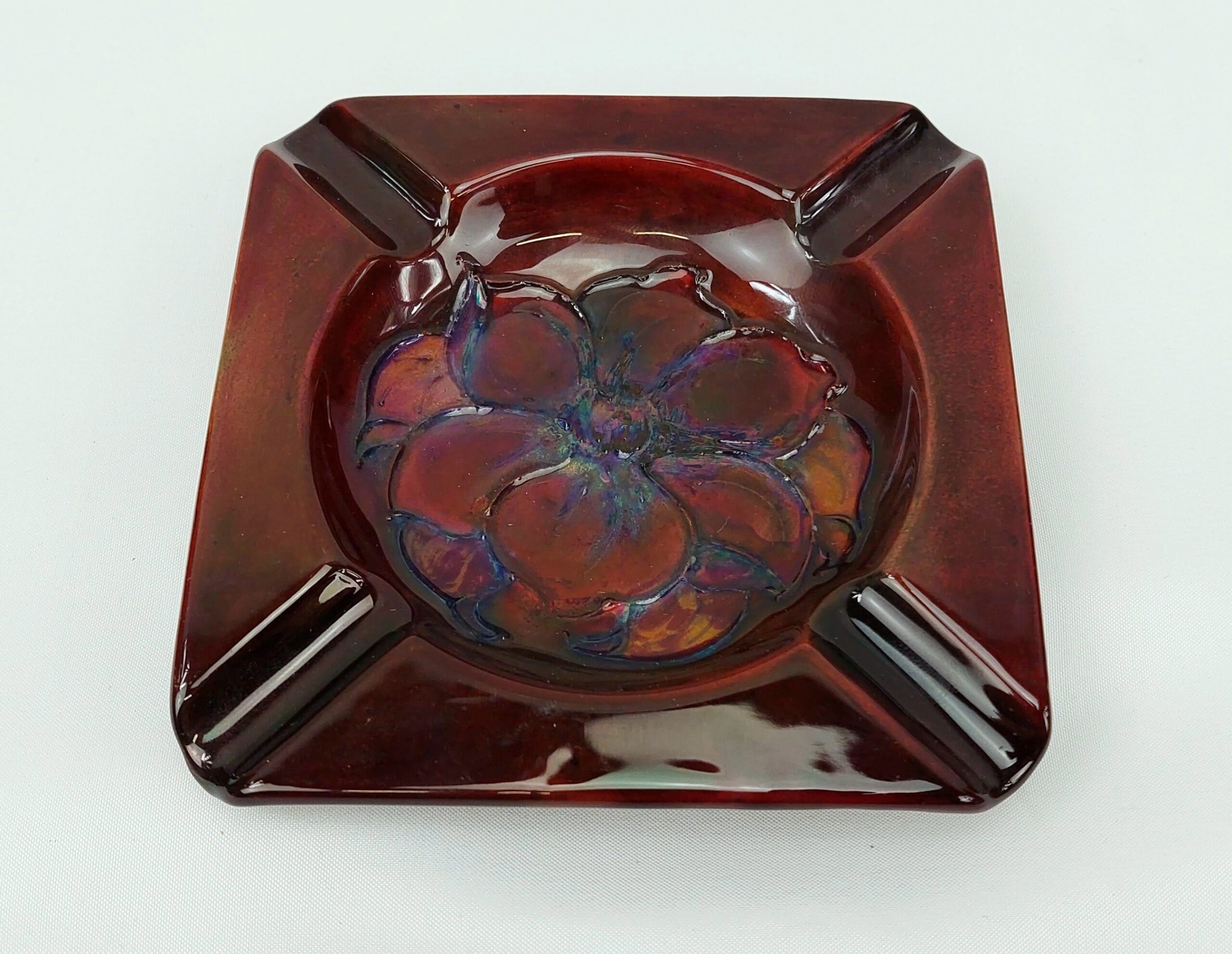 William Moorcroft Flambé Clematis Pattern Ashtray