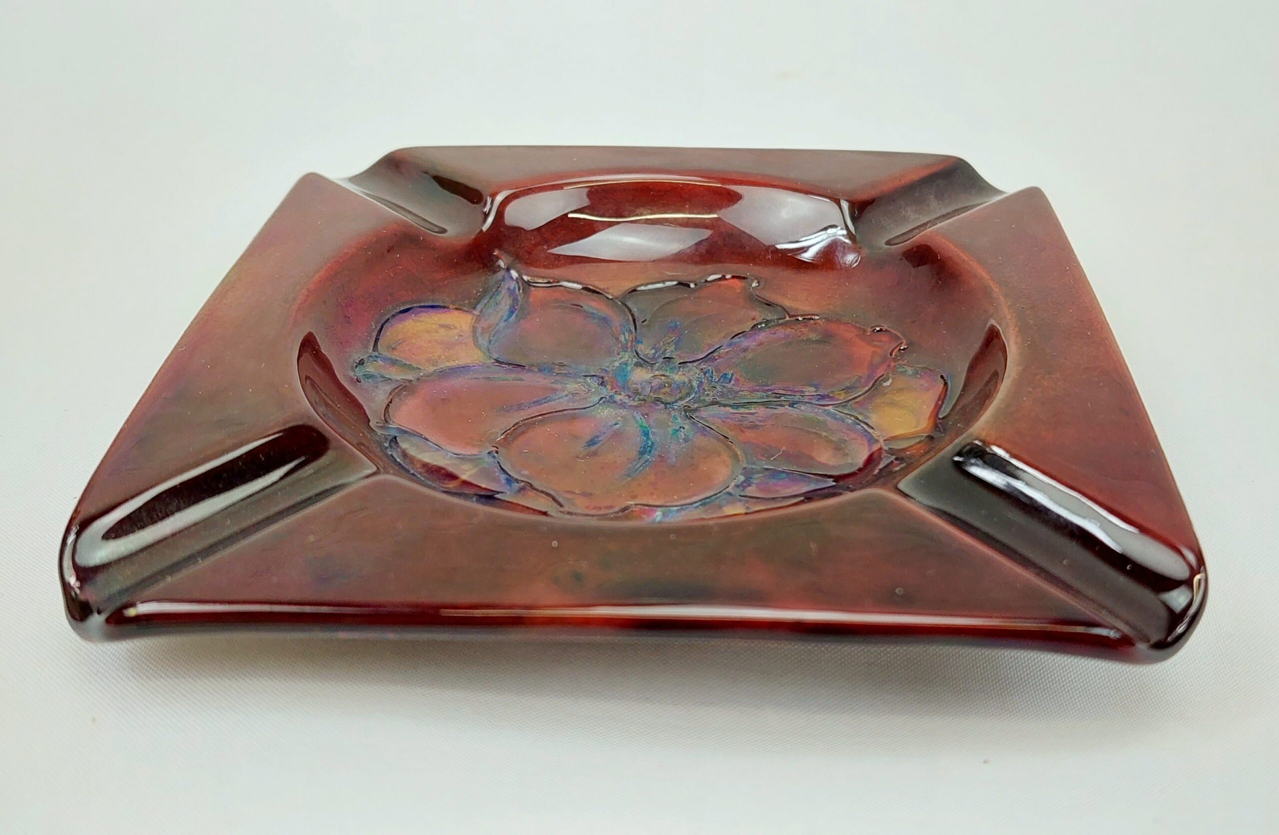 William Moorcroft Flambé Clematis Pattern Ashtray - Image 2