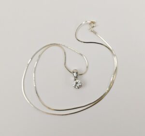 Sterling Silver Cubic Zirconia Pendant Necklace – 18 Inches