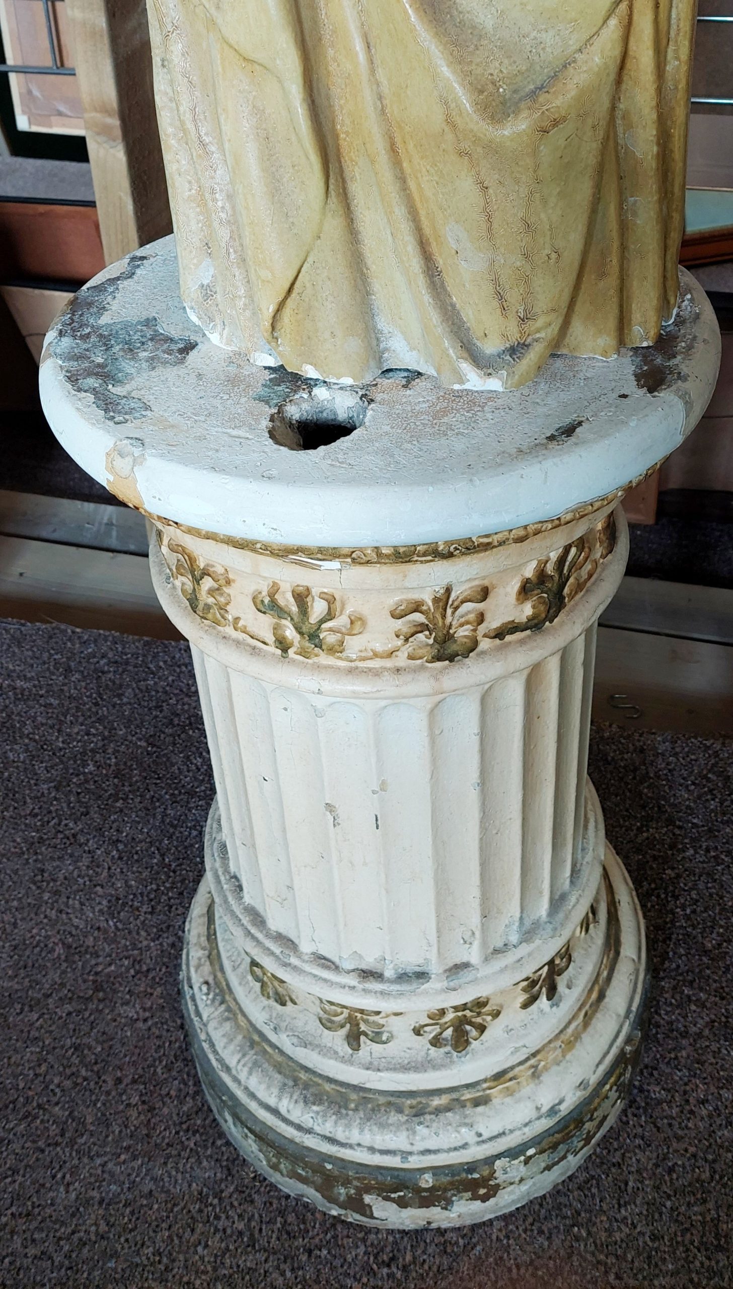 Circa 1800 Plaster Figure of Lady on Column Base - Image 12