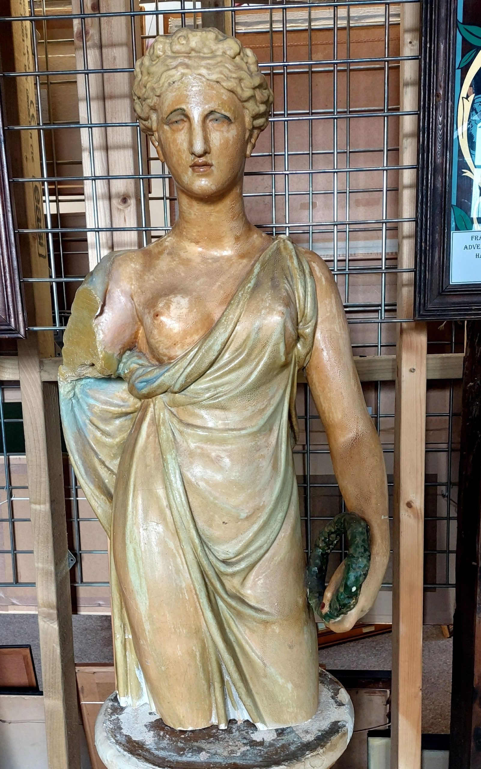Circa 1800 Plaster Figure of Lady on Column Base - Image 2