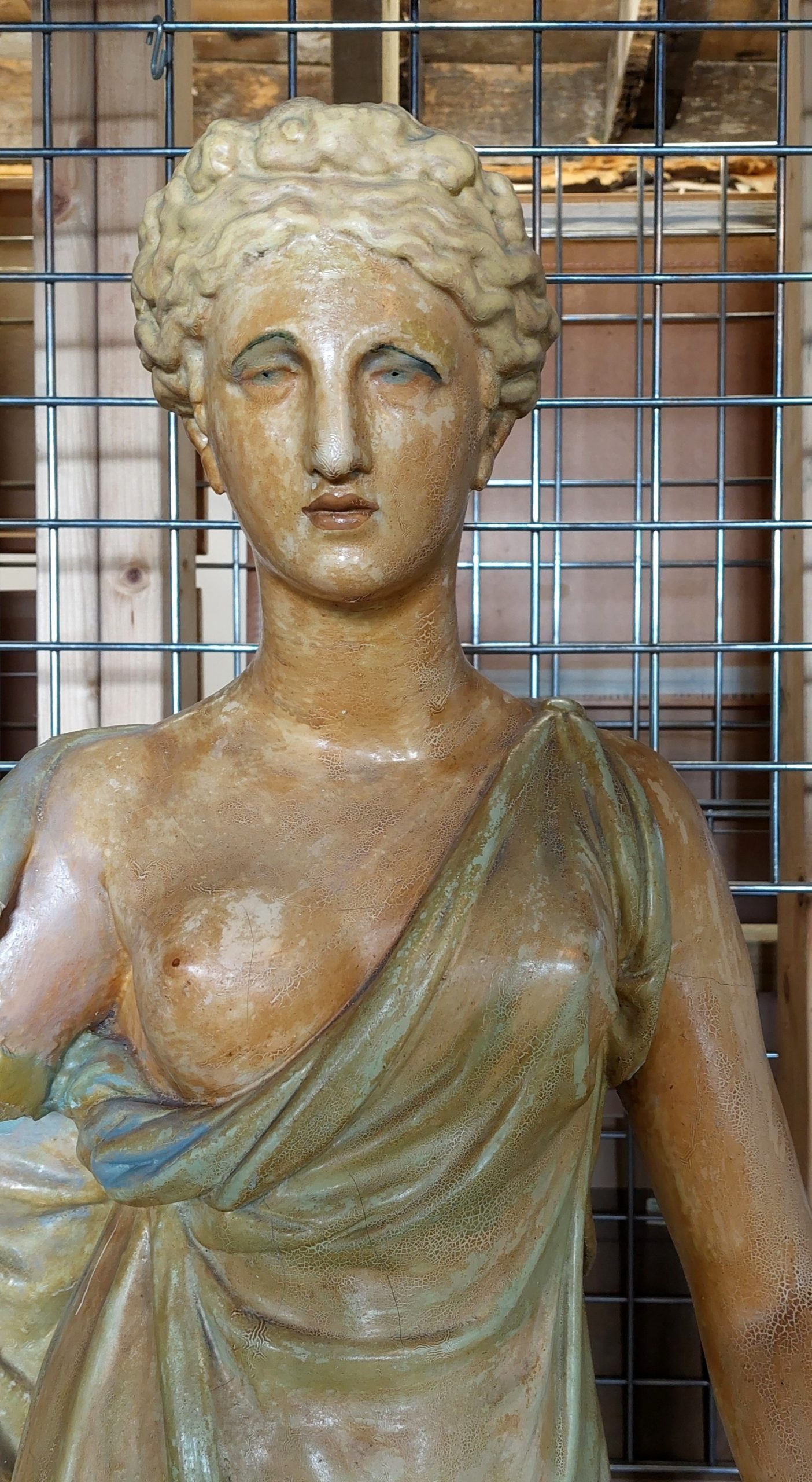 Circa 1800 Plaster Figure of Lady on Column Base - Image 3