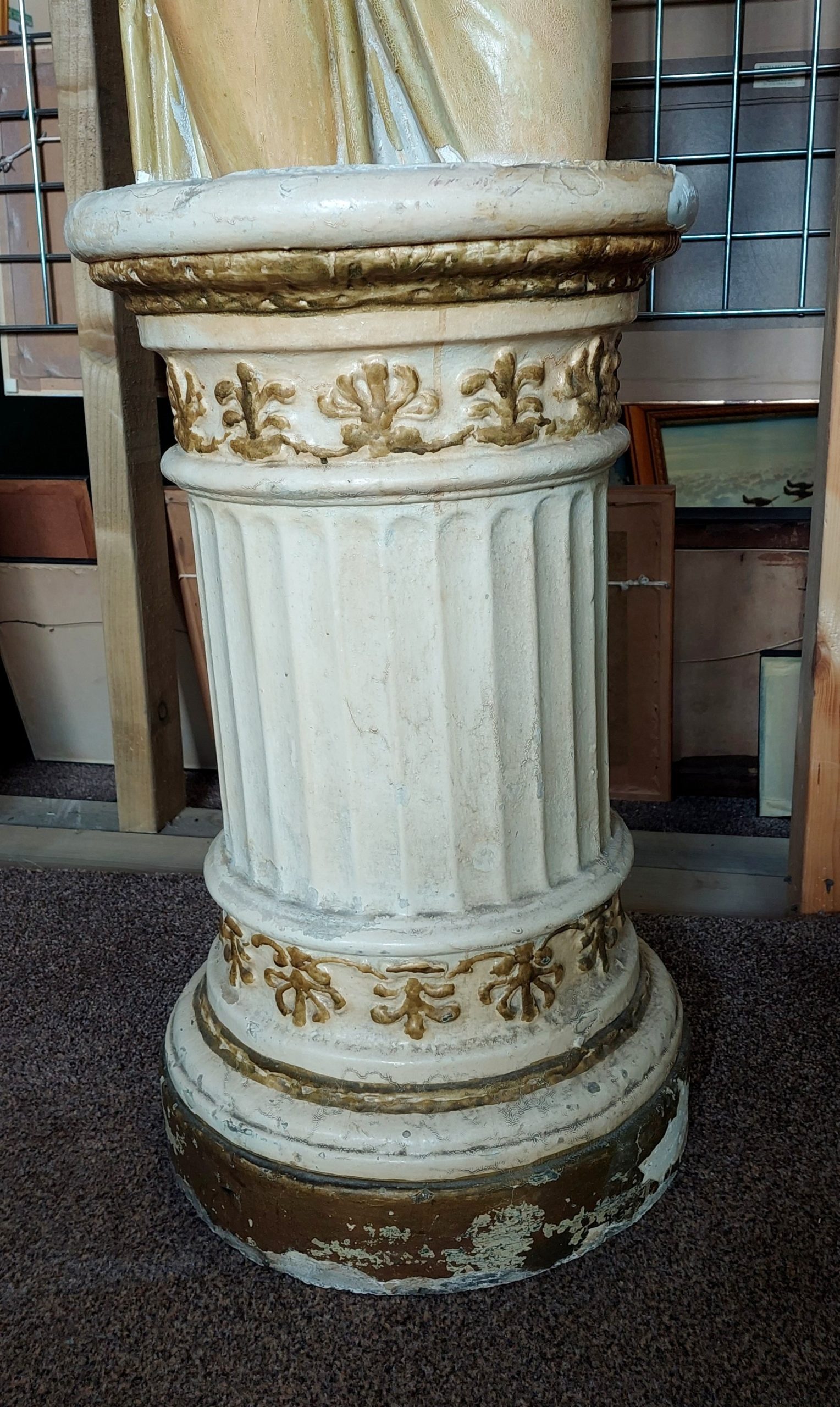 Circa 1800 Plaster Figure of Lady on Column Base - Image 4