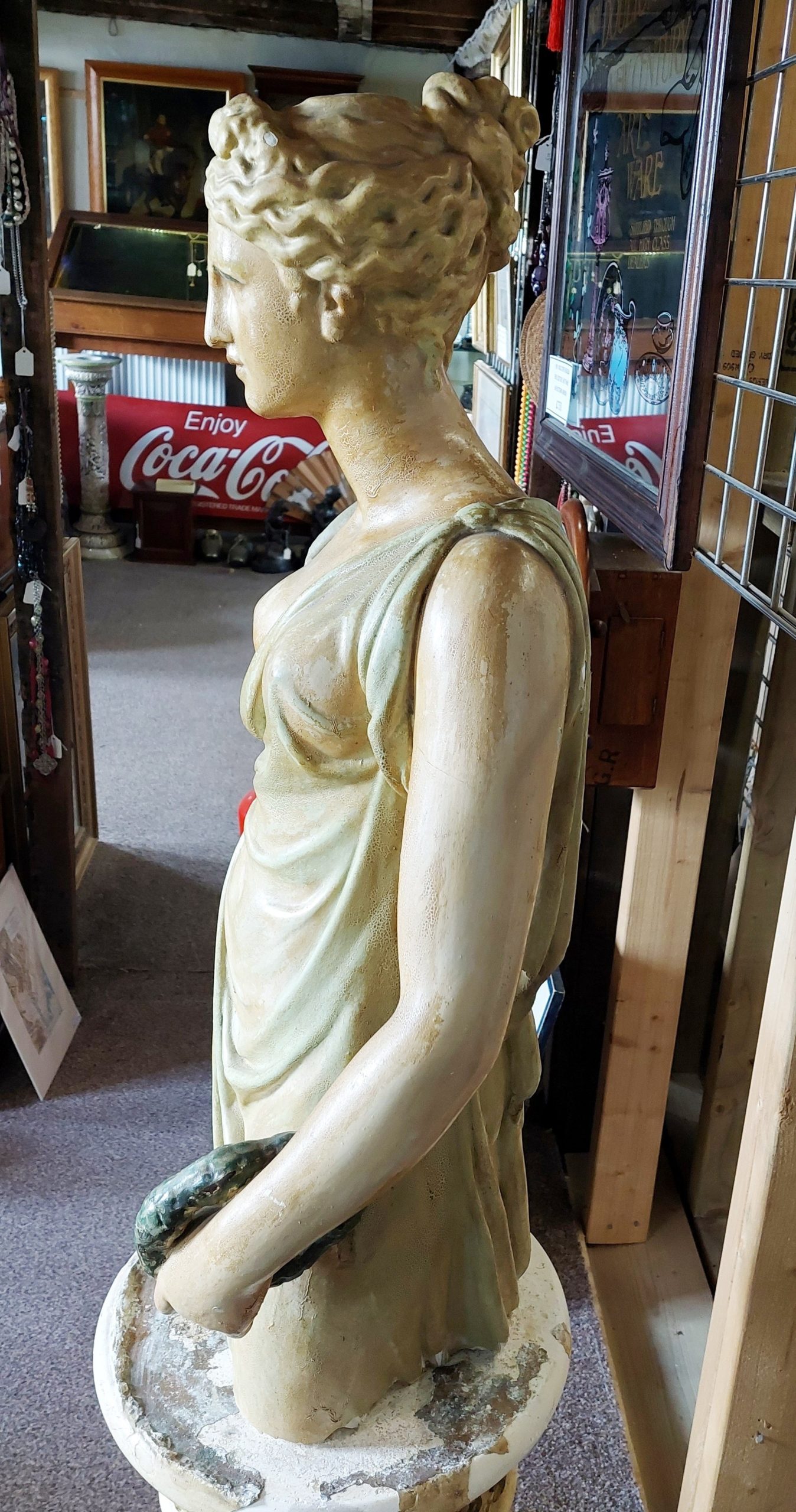 Circa 1800 Plaster Figure of Lady on Column Base - Image 6