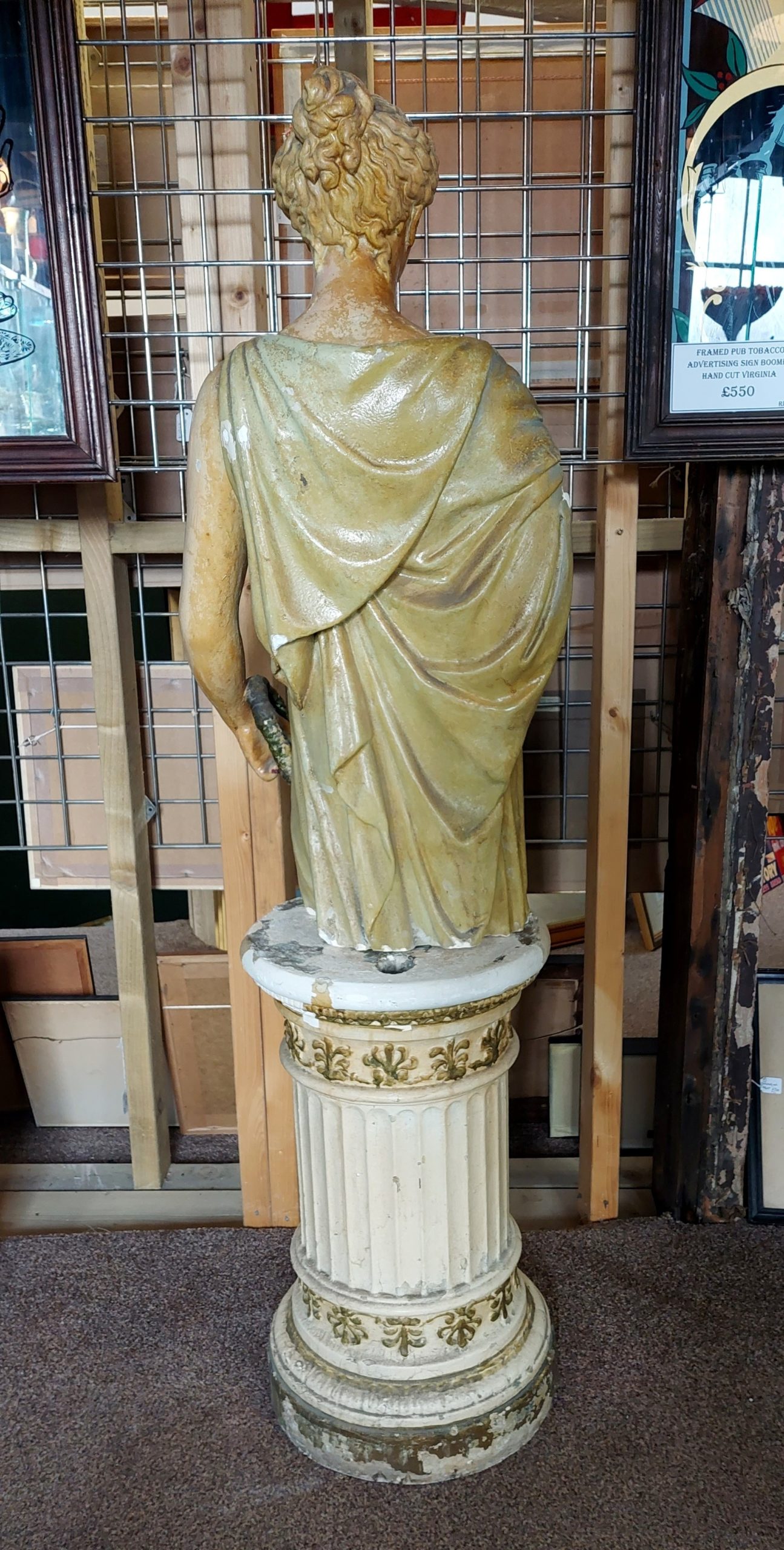 Circa 1800 Plaster Figure of Lady on Column Base - Image 7