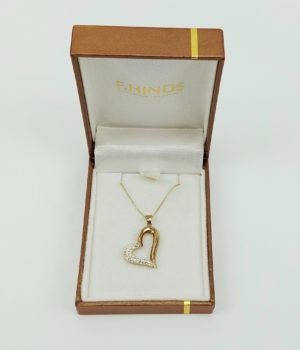 9ct Yellow Gold Crystal Love-Heart Pendant Necklace – 18 Inches