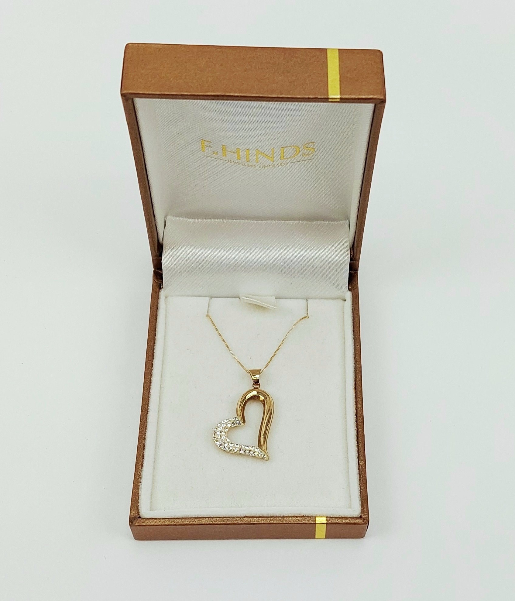 9ct Yellow Gold Crystal Love-Heart Pendant Necklace – 18 Inches