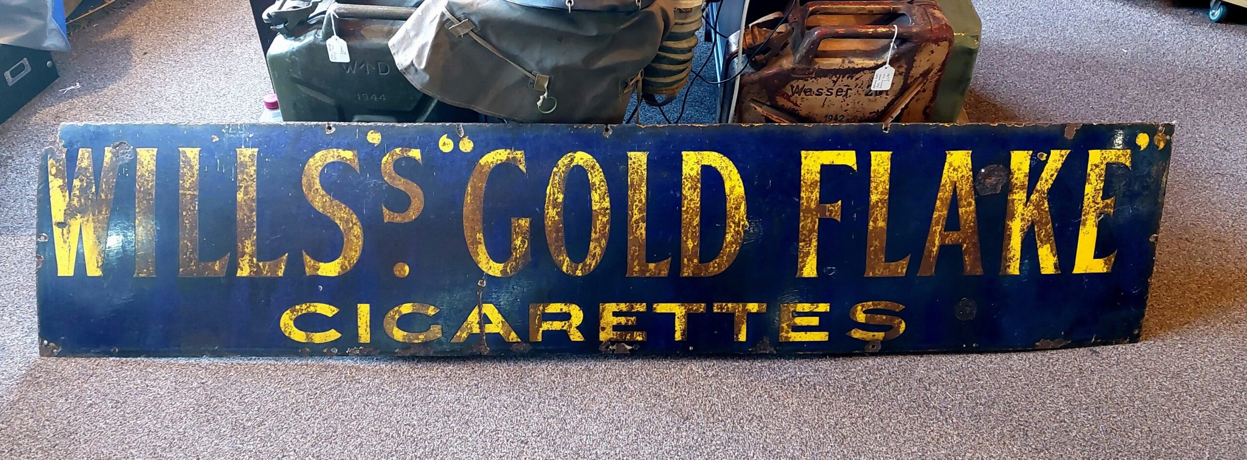 Large Wills Gold Flake Cigarettes Enamel Sign