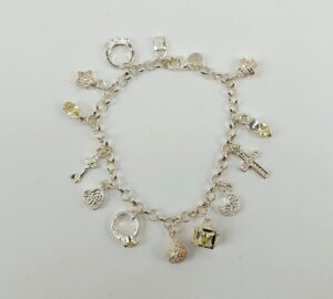 Sterling Silver 925 12 Charm Bracelet