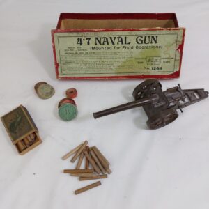 RARE Britains Ltd Model 4.7 Naval Gun with Original Box and Accessories, Set 1264, 1915 Patent