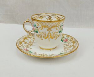 Circa 1840 John Ridgeway Rose And Gilt Cup And Saucer