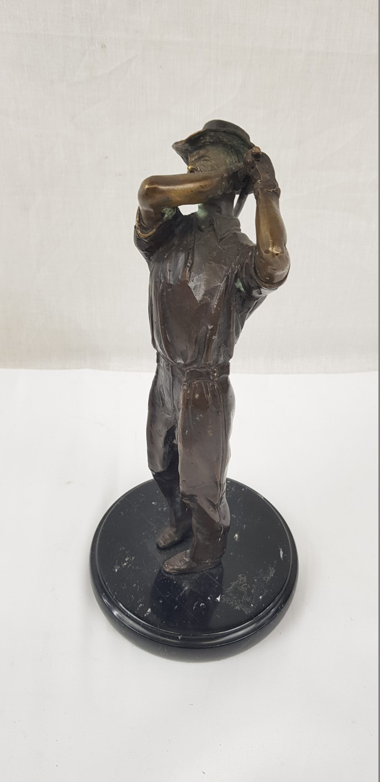 Contemporary Bronze Of Male Golfer On Marble Base