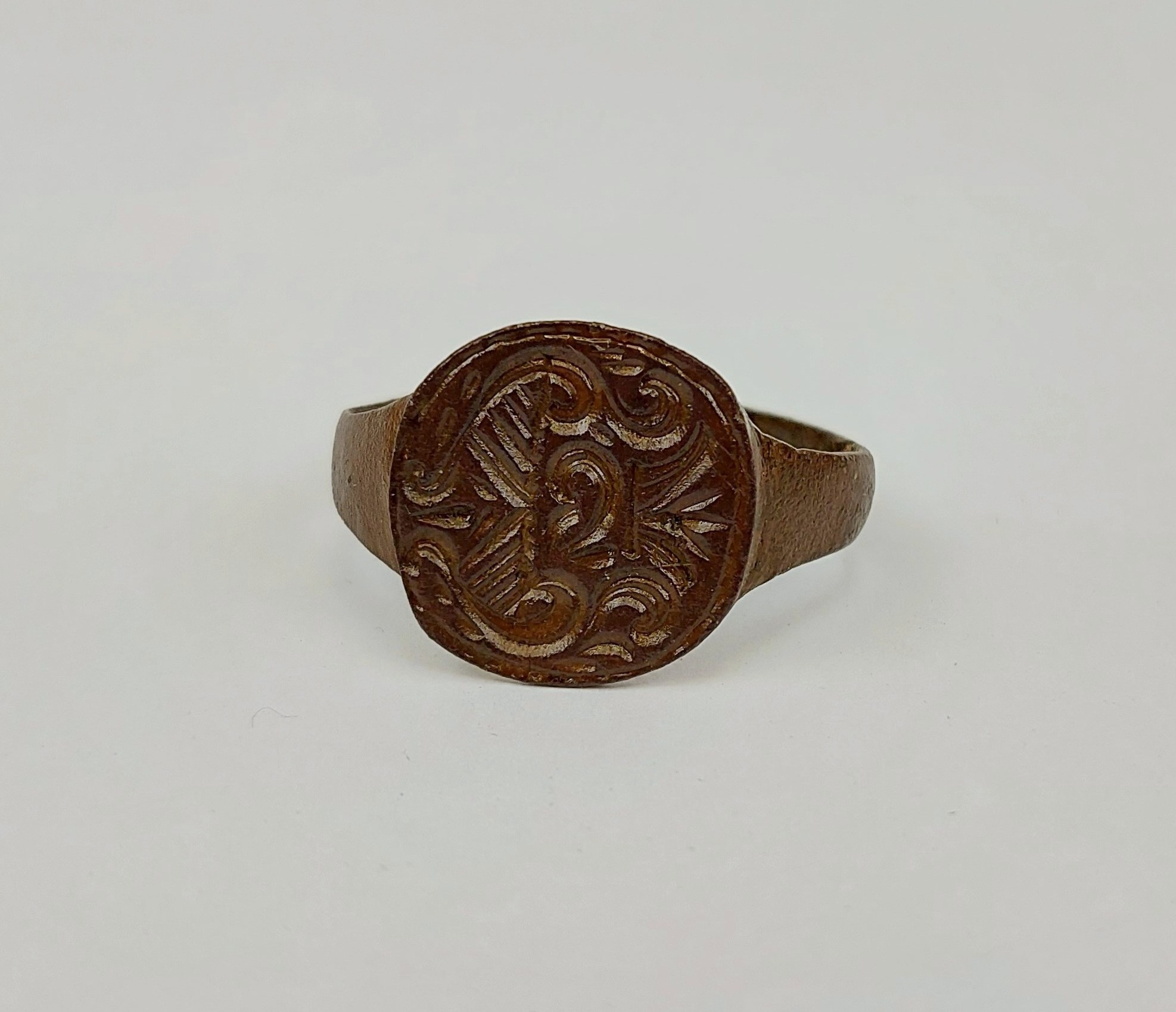 Engraved Medieval Bronze Ring #1 - Image 2