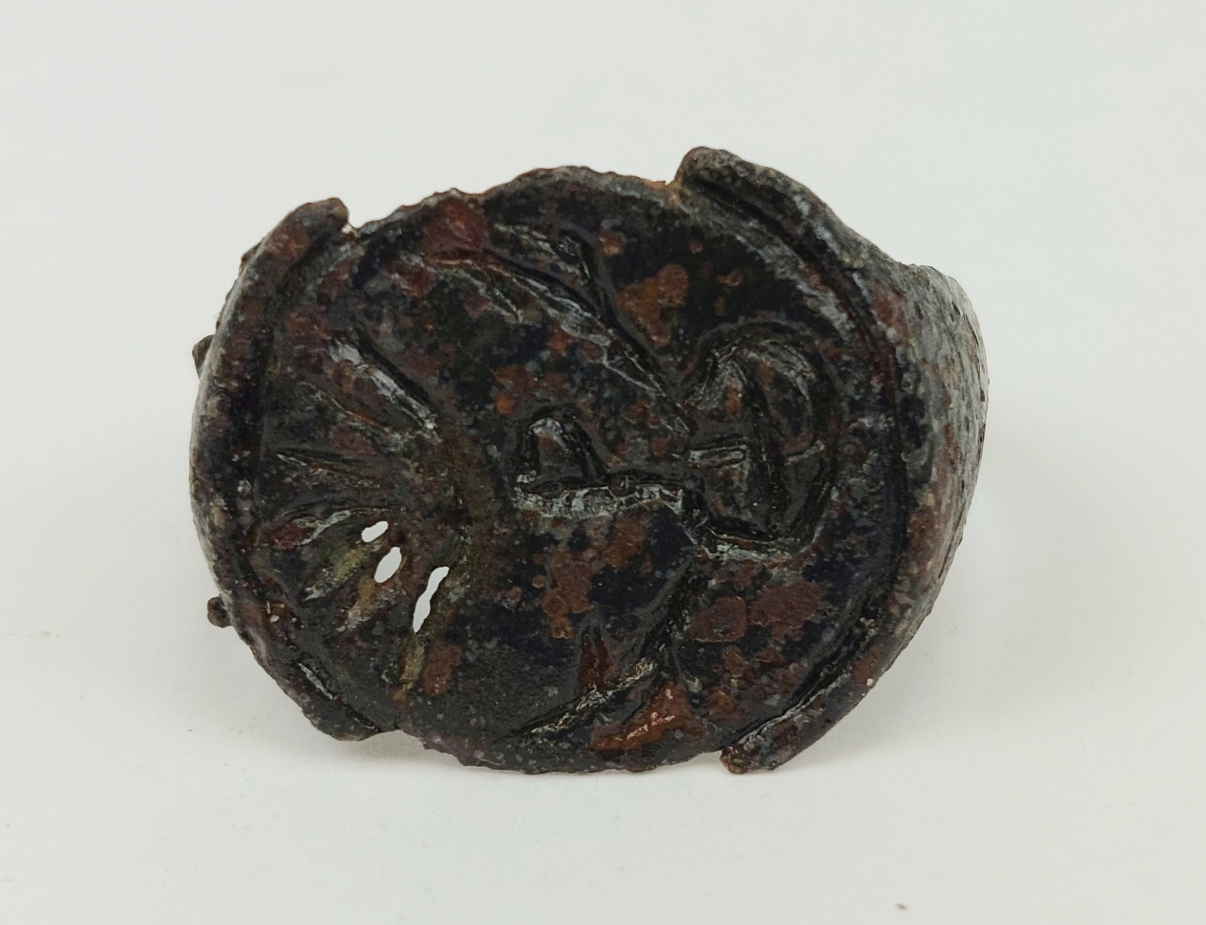 Engraved Medieval Bronze Ring #3 - Image 5