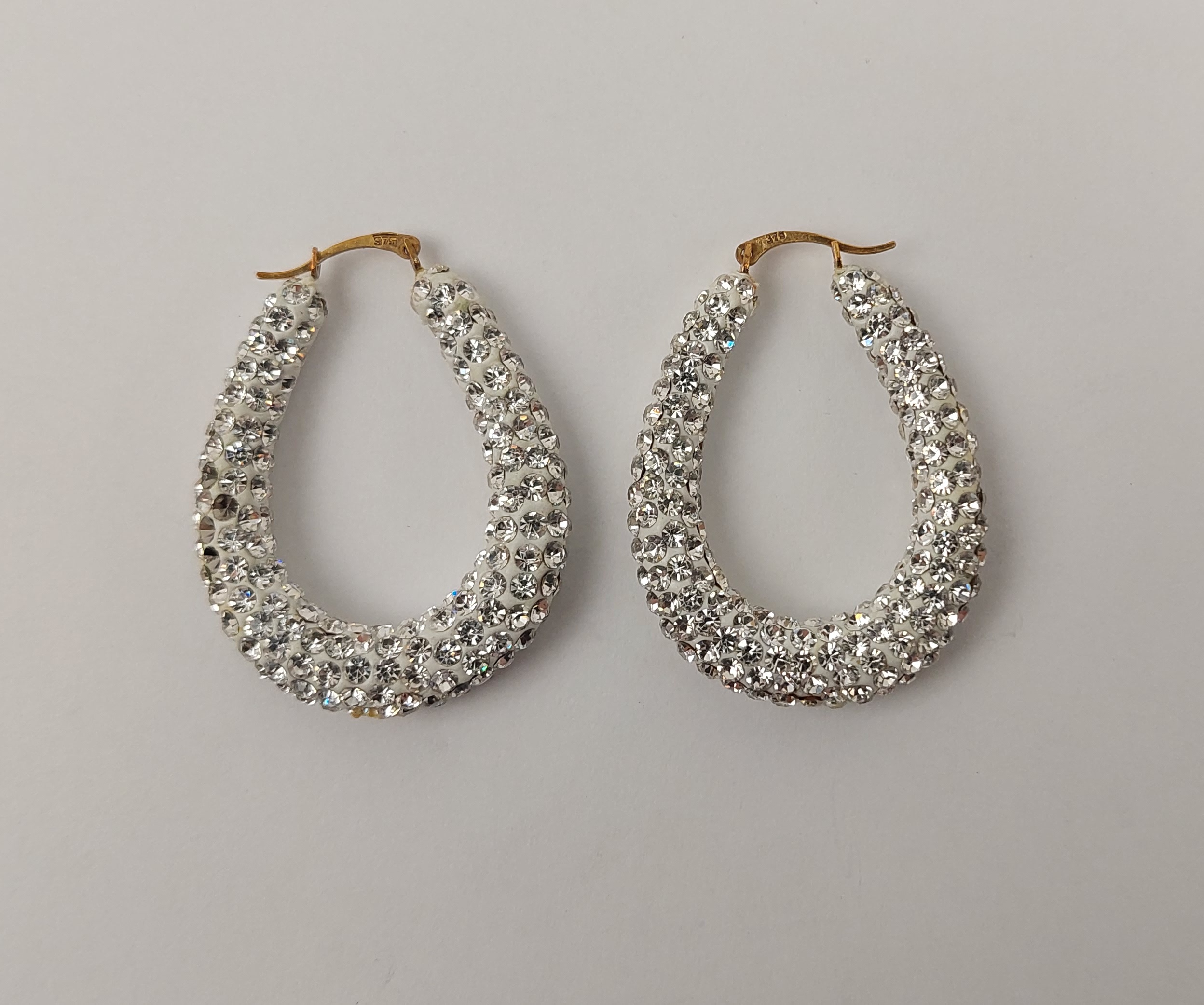 9ct Yellow Gold Crystal Set Hoop Earrings