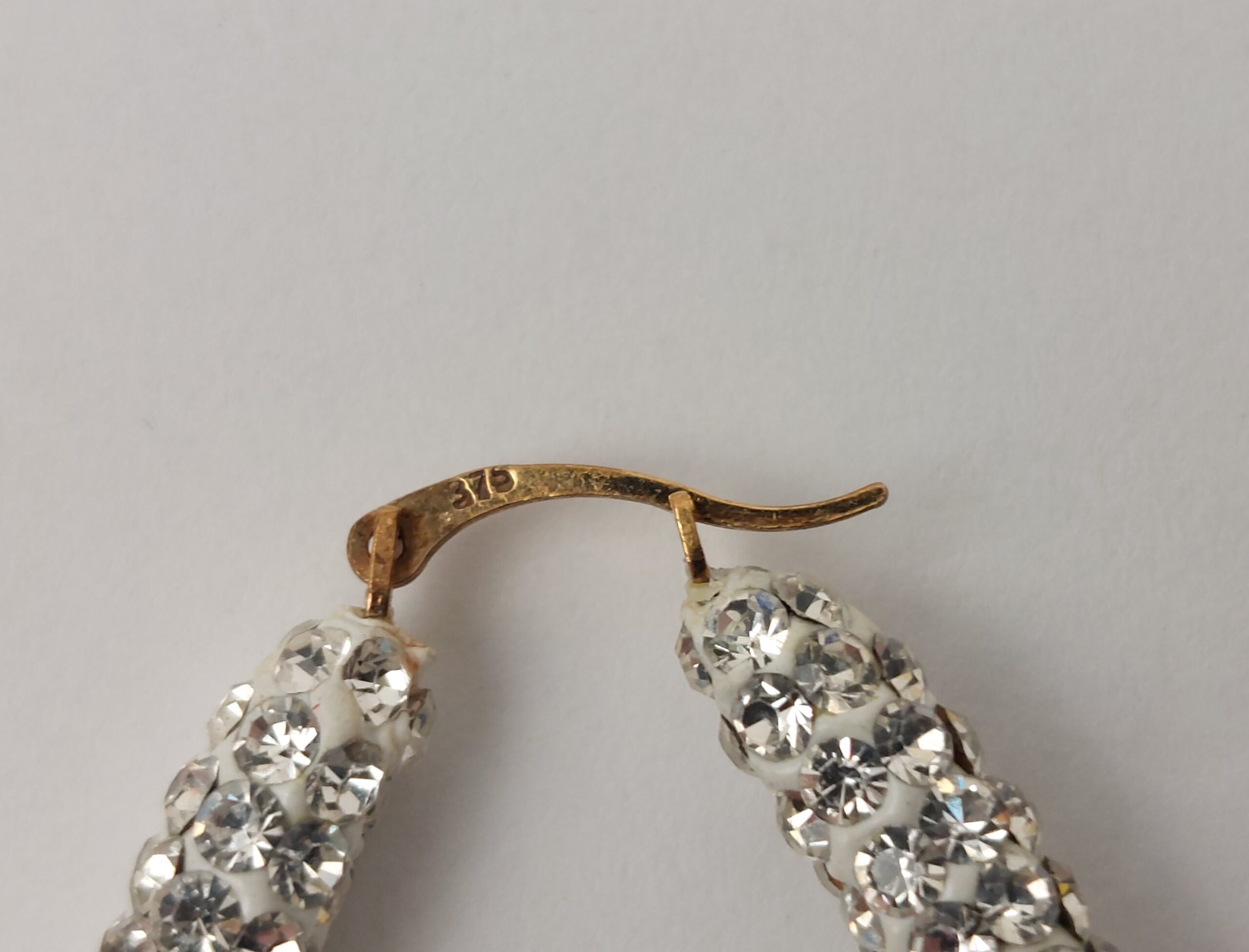 9ct Yellow Gold Crystal Set Hoop Earrings - Image 2
