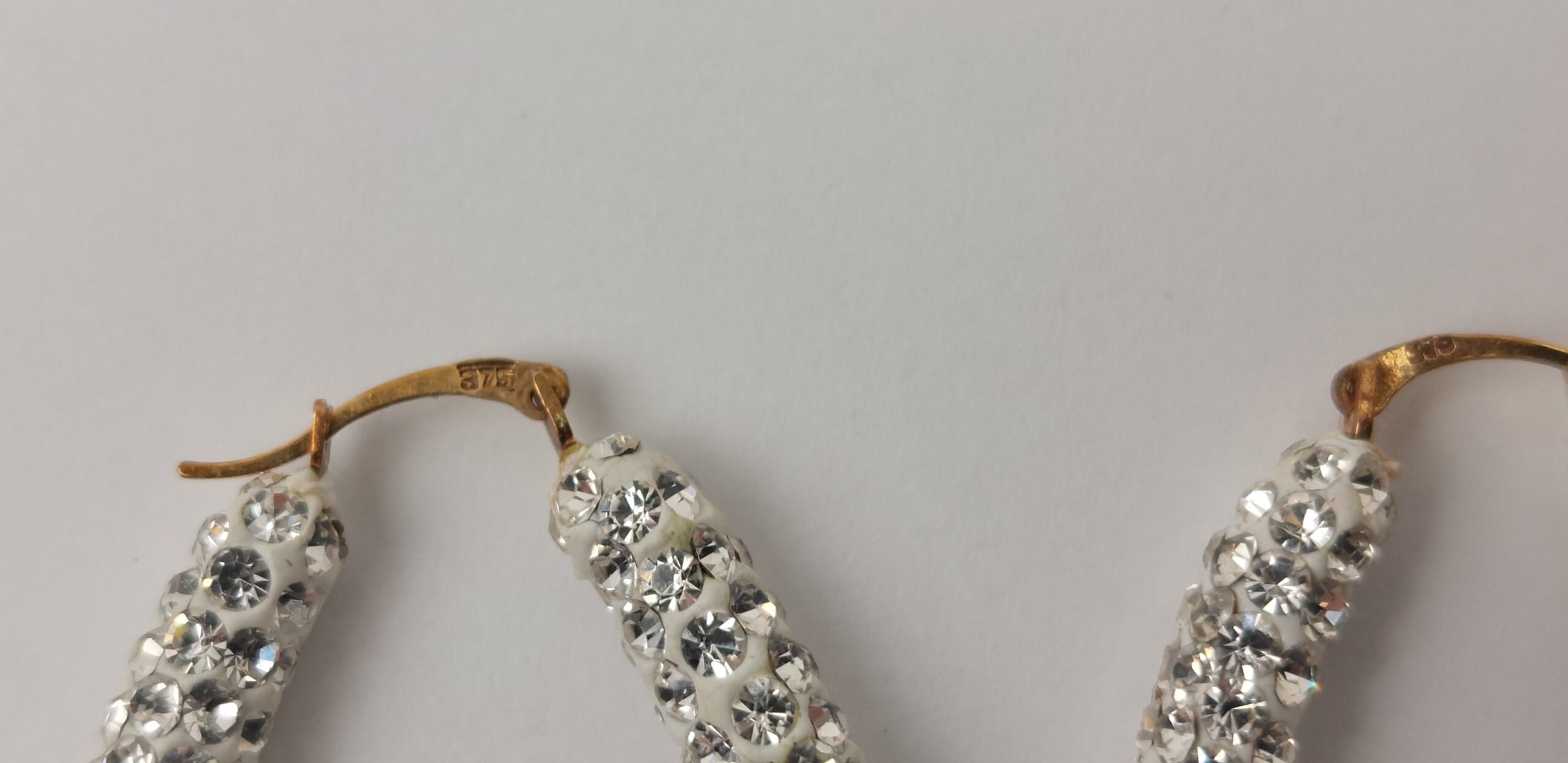 9ct Yellow Gold Crystal Set Hoop Earrings - Image 3