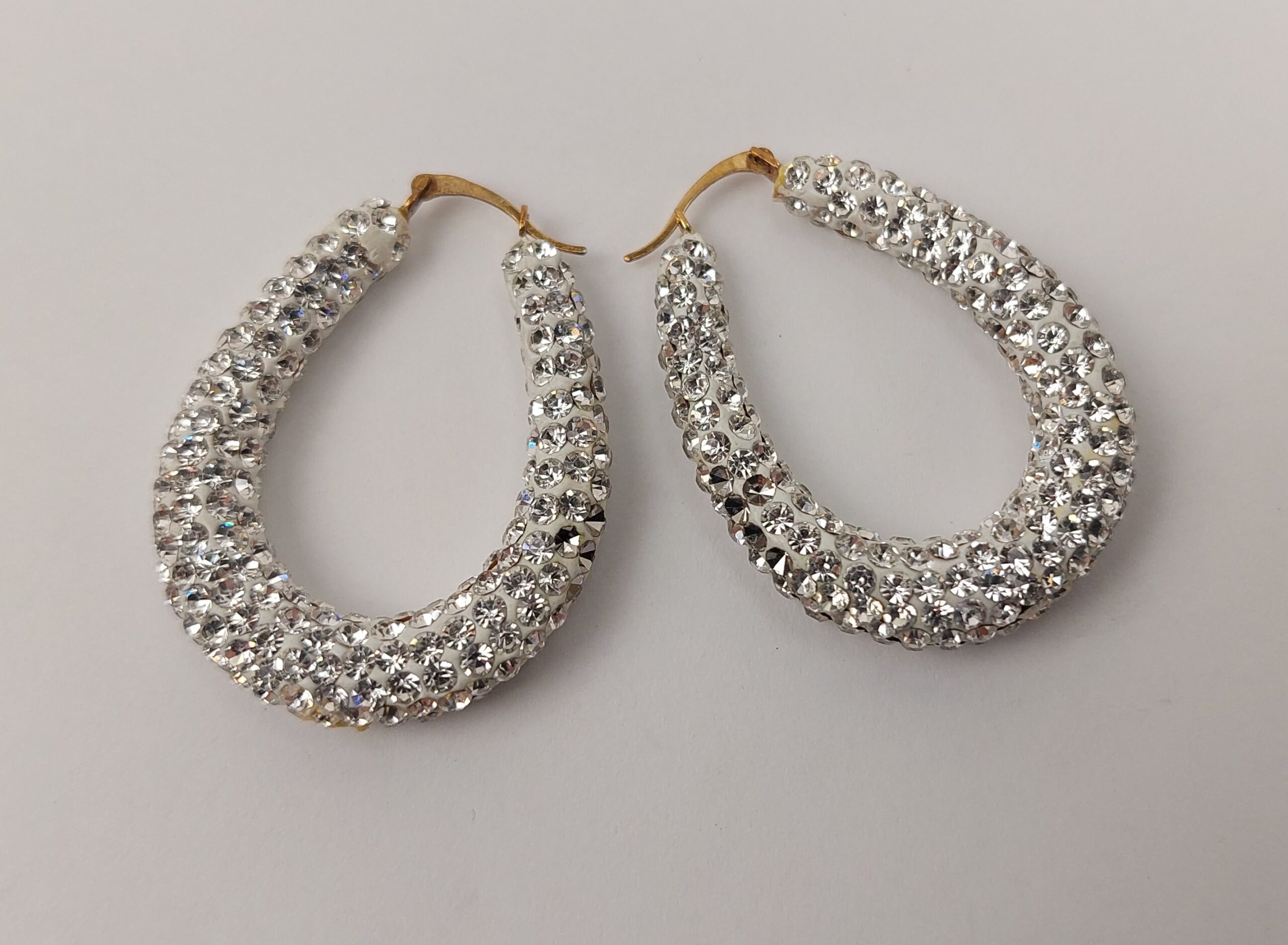 9ct Yellow Gold Crystal Set Hoop Earrings - Image 5