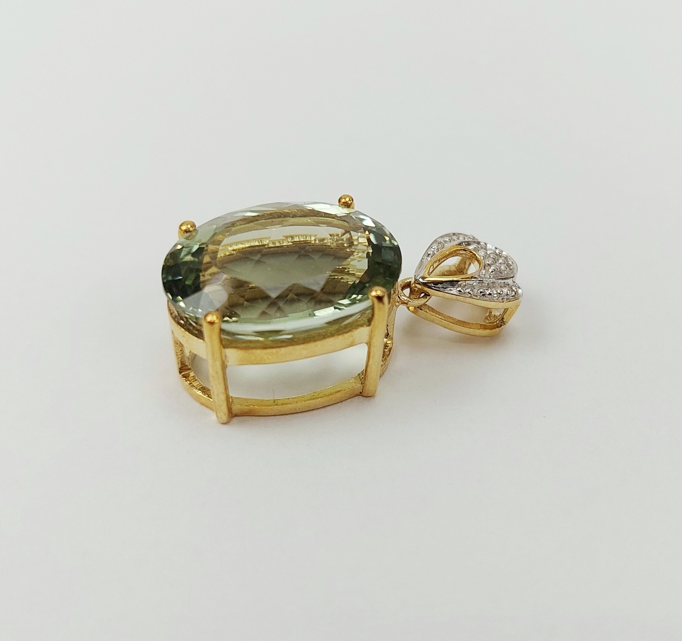 9ct Gold Prasiolite & Diamond Pendant - Image 2