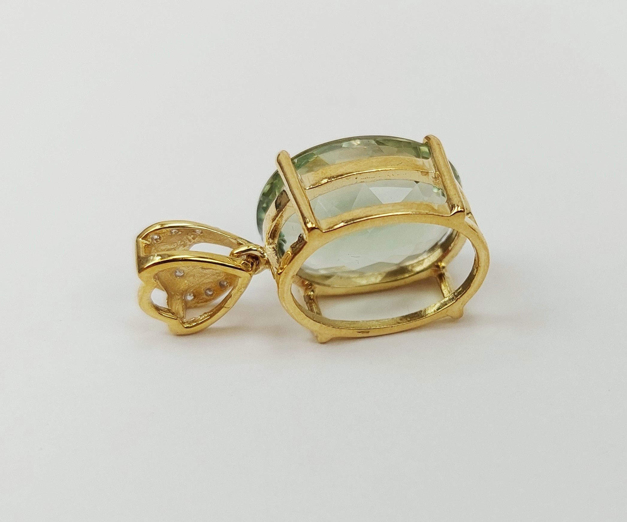 9ct Gold Prasiolite & Diamond Pendant - Image 4