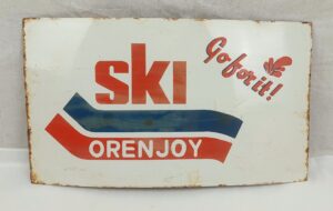 Ski Orenjoy Vintage Enamel Advertising Sign