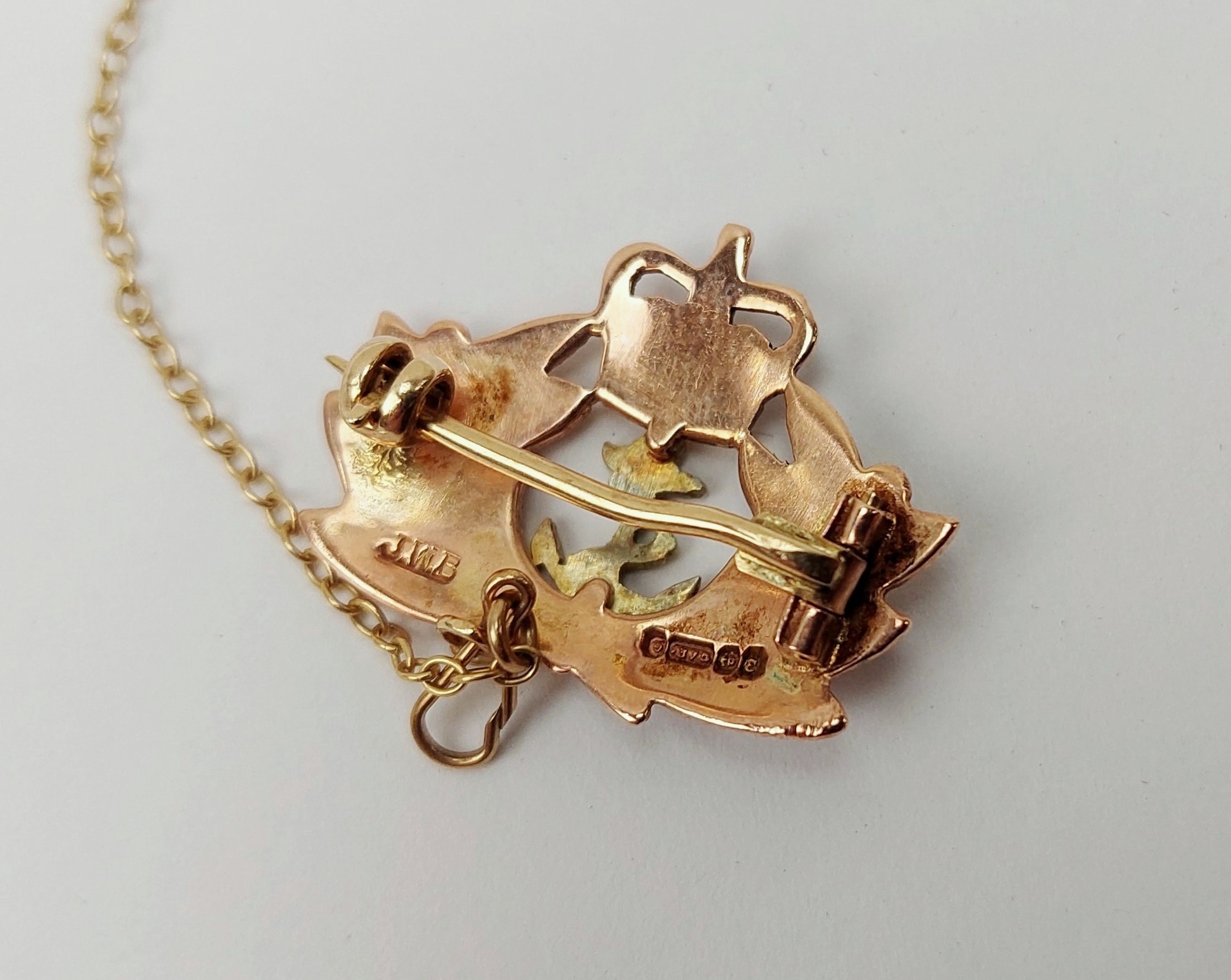 9ct Rose Gold Royal Navy Sweetheart Badge c1979 - Image 3