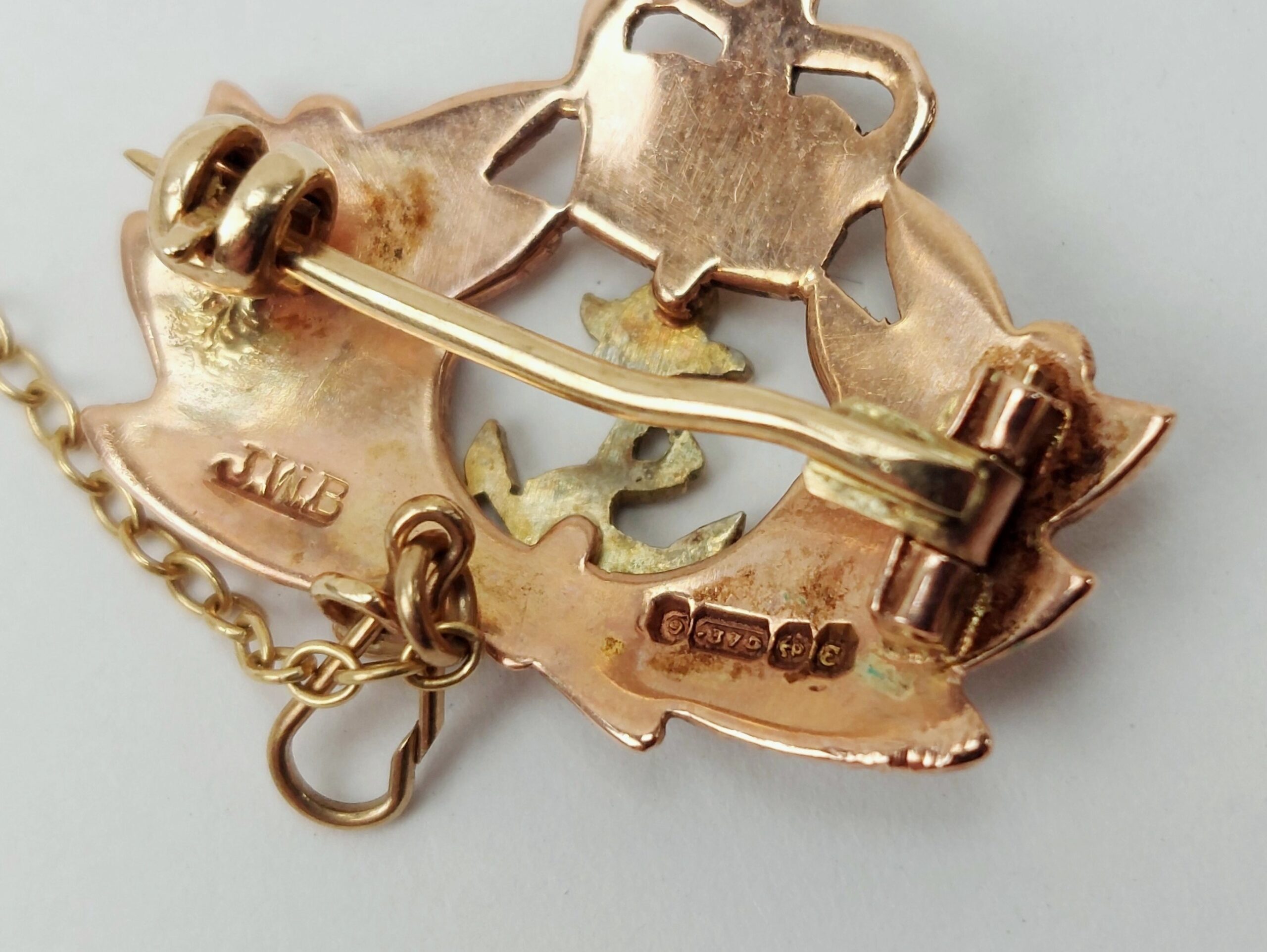 9ct Rose Gold Royal Navy Sweetheart Badge c1979 - Image 4