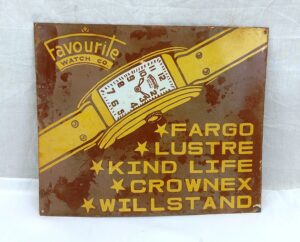 Favourite Watch Co. Vintage Enamel Advertising Sign