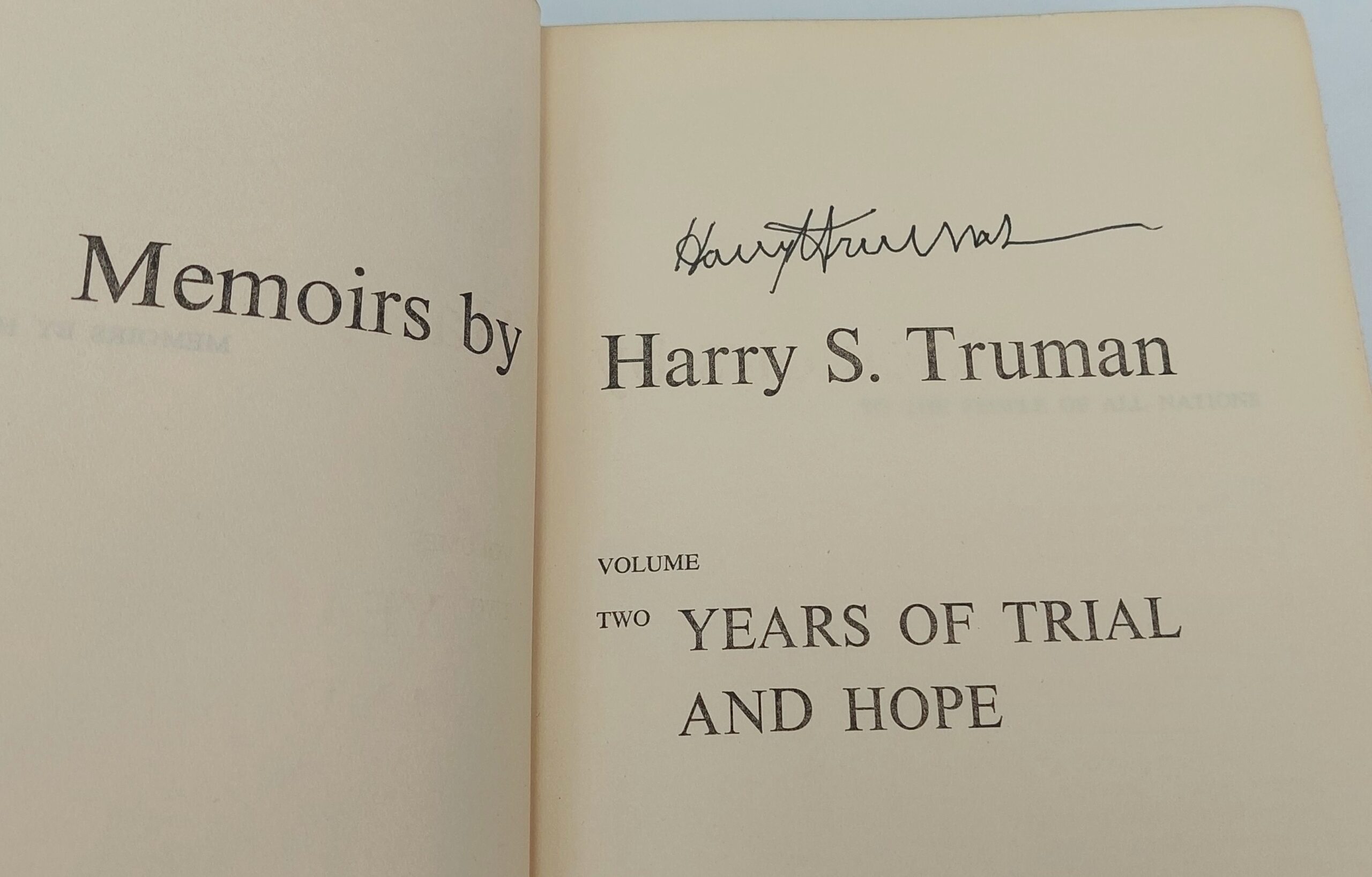 Memories By Harry S. Truman Volume 2 Years Of Trial And Hope Signed Copy - Image 3