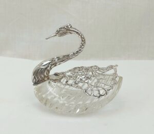 Portuguese Silver And Cut Glass Swan Bowl Ex-Admiral Charles Beresford