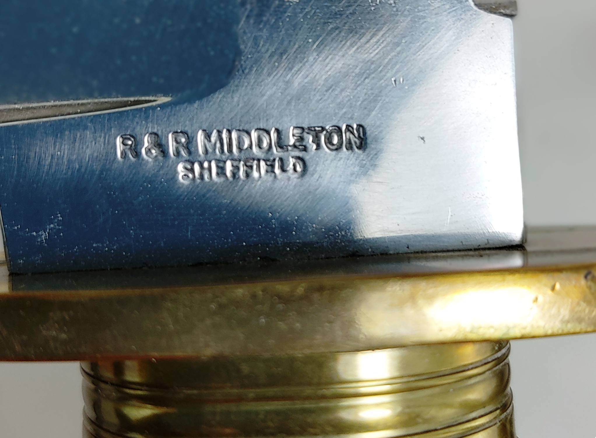 R & R Hiddleton Sawback Bowie Knife and Leather Scabbard - Image 5