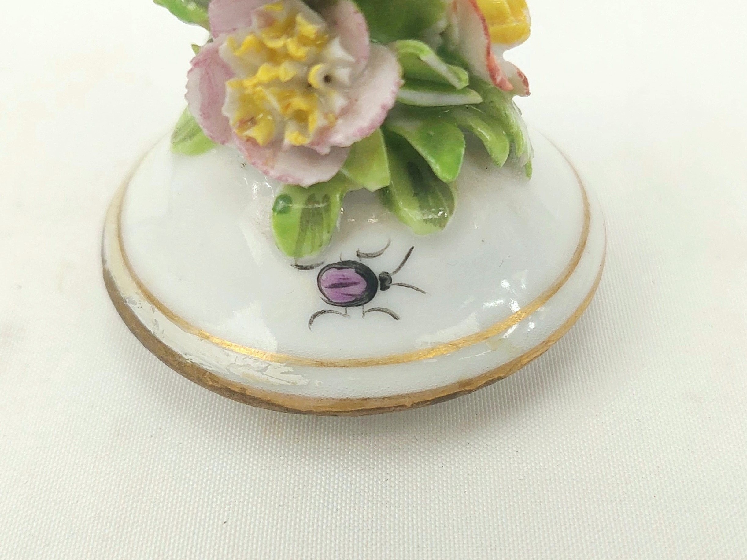 c1860 Carl Thieme Flower Encrusted Small Twin Handled Pot - Image 7