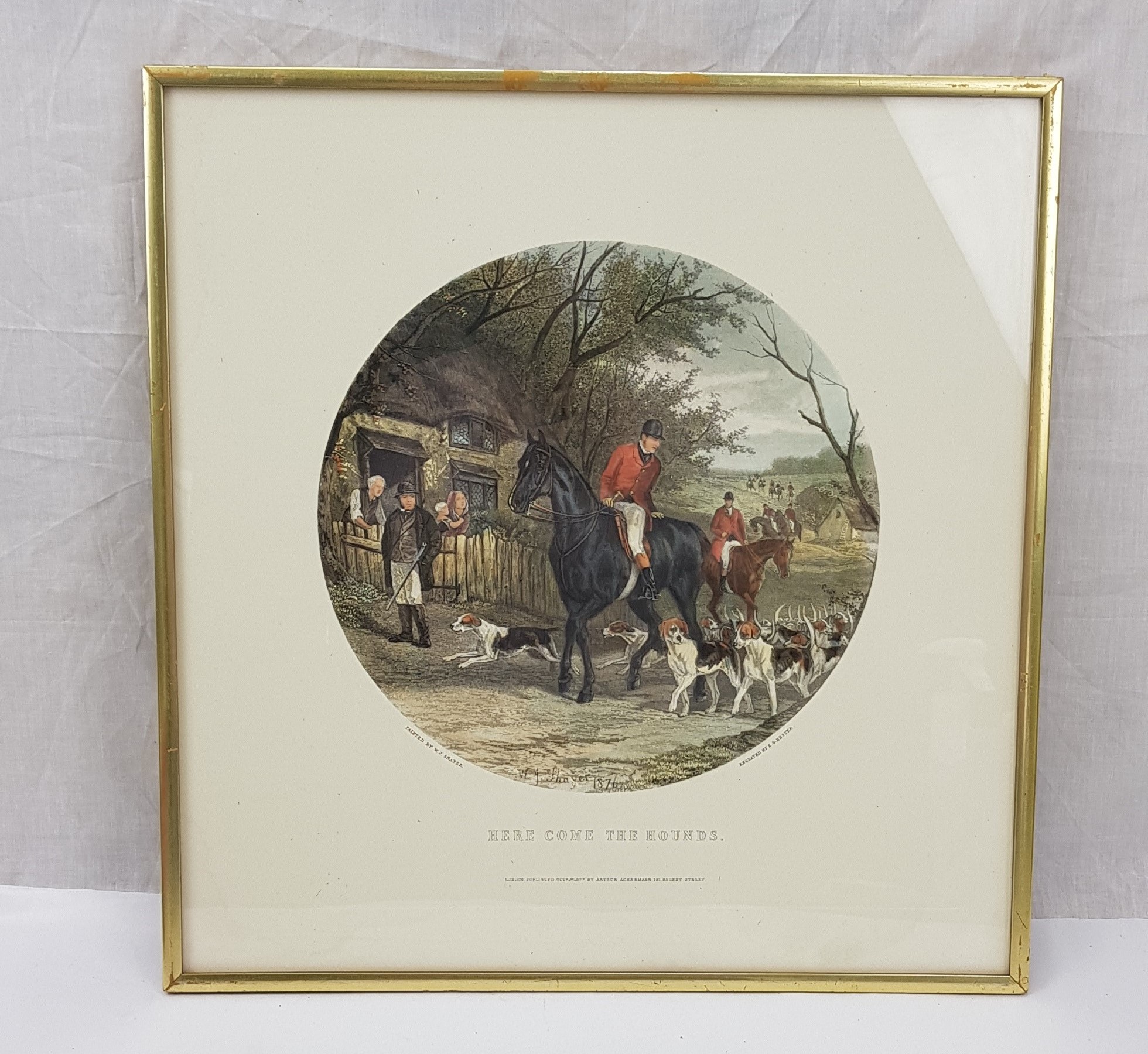 1877 Here Come The Hounds Fox Hunting Print After W J Shayer