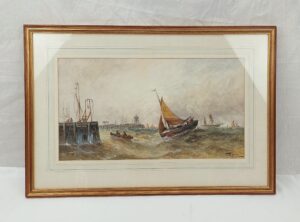 1890 Watercolour Of Calais Harbour By Thomas Bush Hardy