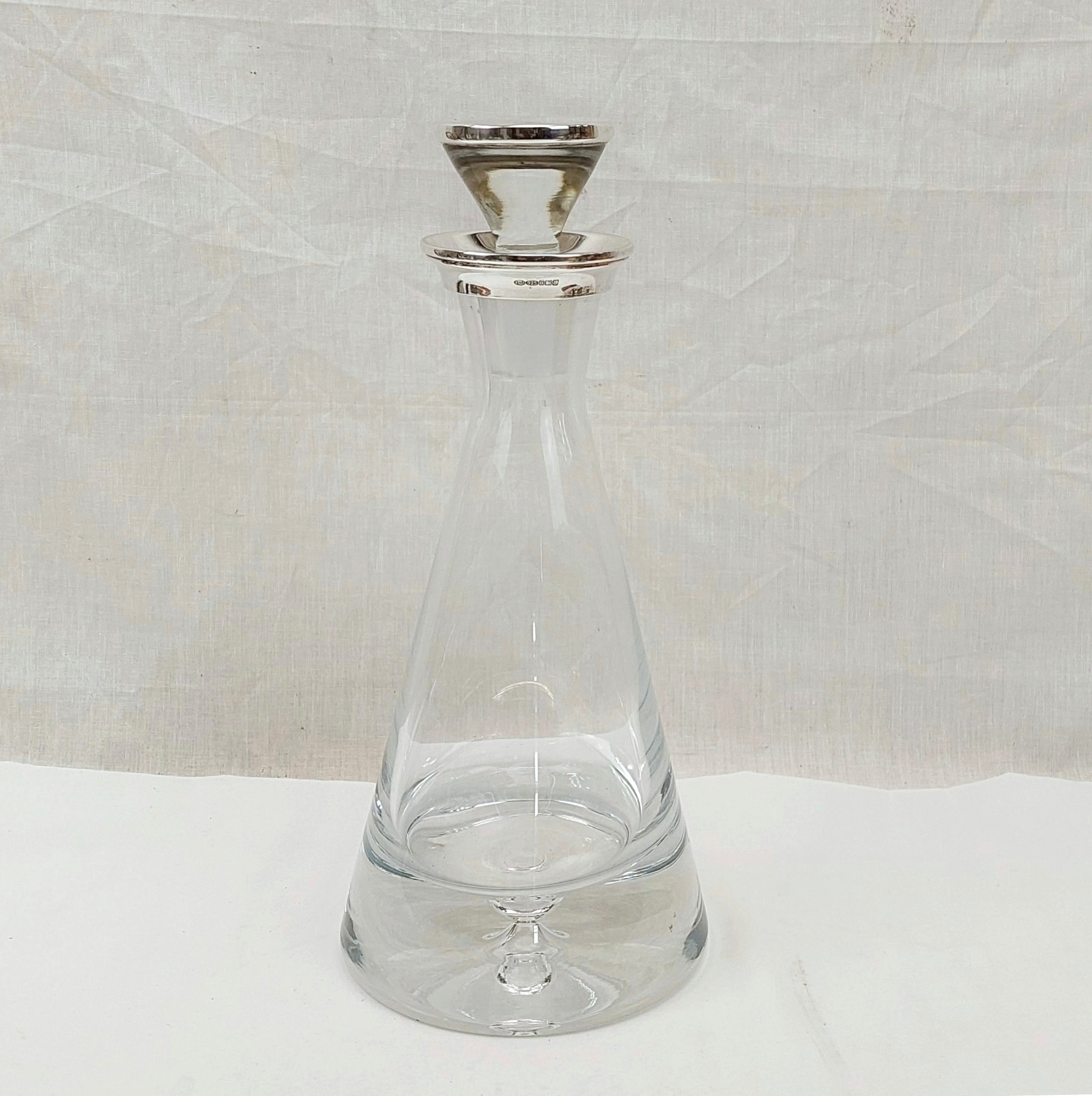 Birmingham Silver Topped 2001 Crystal Glass Decanter