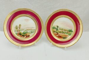 Circa 1830 John Ridgeway Pair Of Plates With Scottish Lochs And Castles