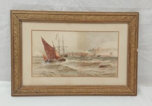 Fine 1892 Watercolour Leaving Dover By Thomas Bush Hardy