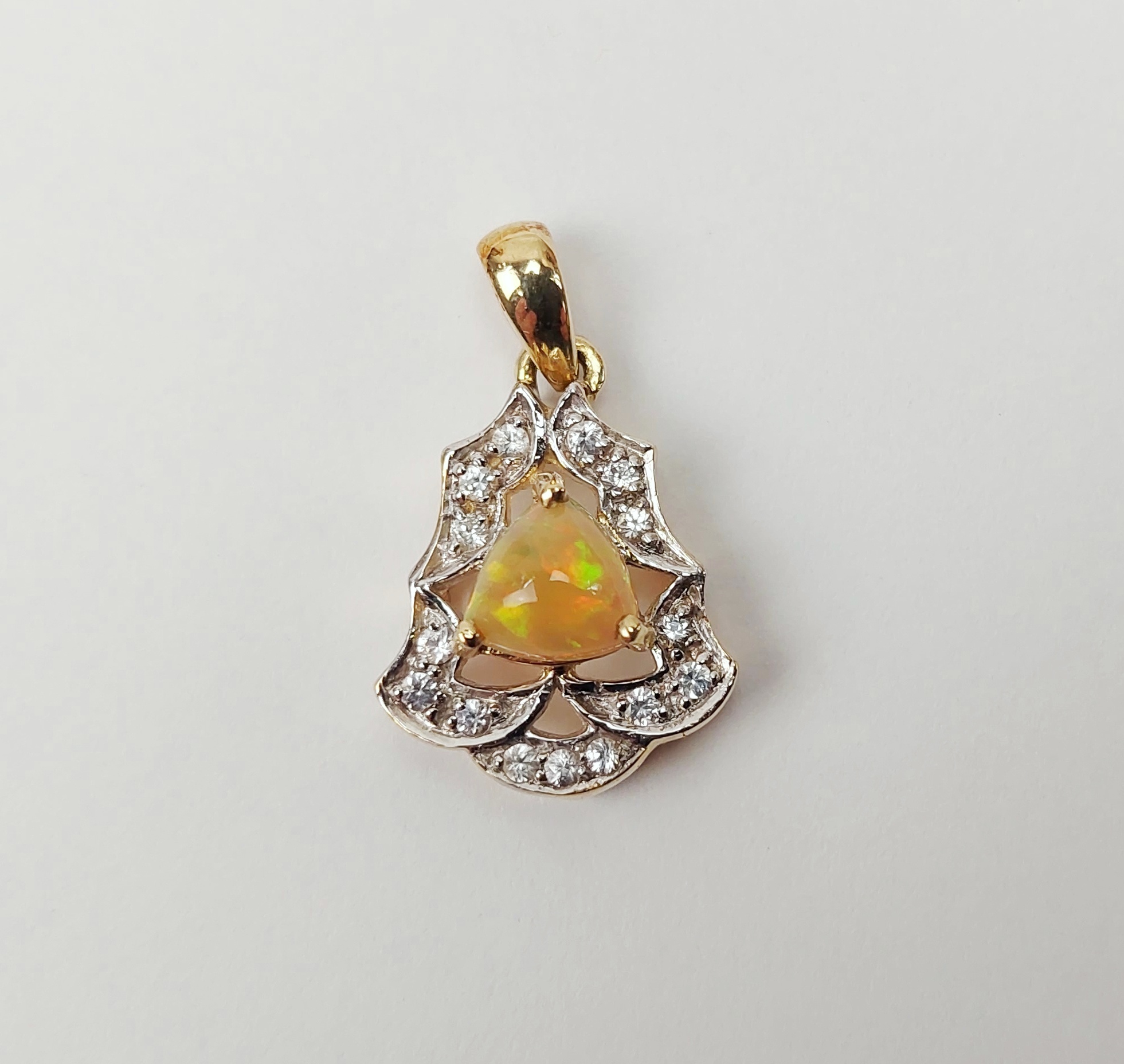 9ct Gold Opal & White Sapphire Pendant