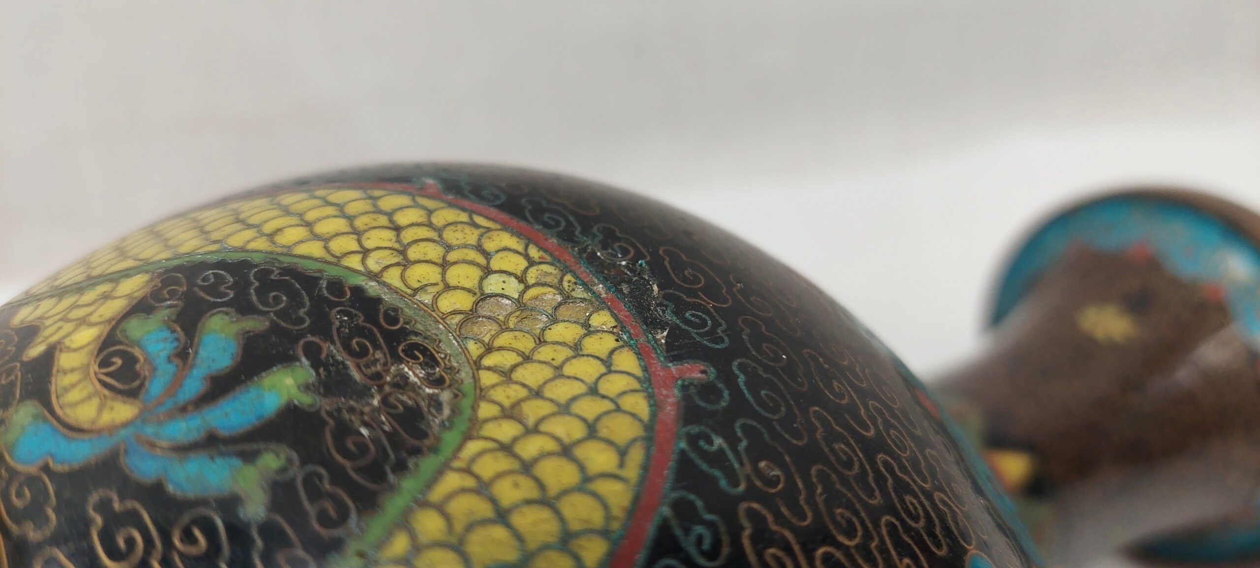 Chinese Cloisonne Vase With Yellow Dragons - Image 6