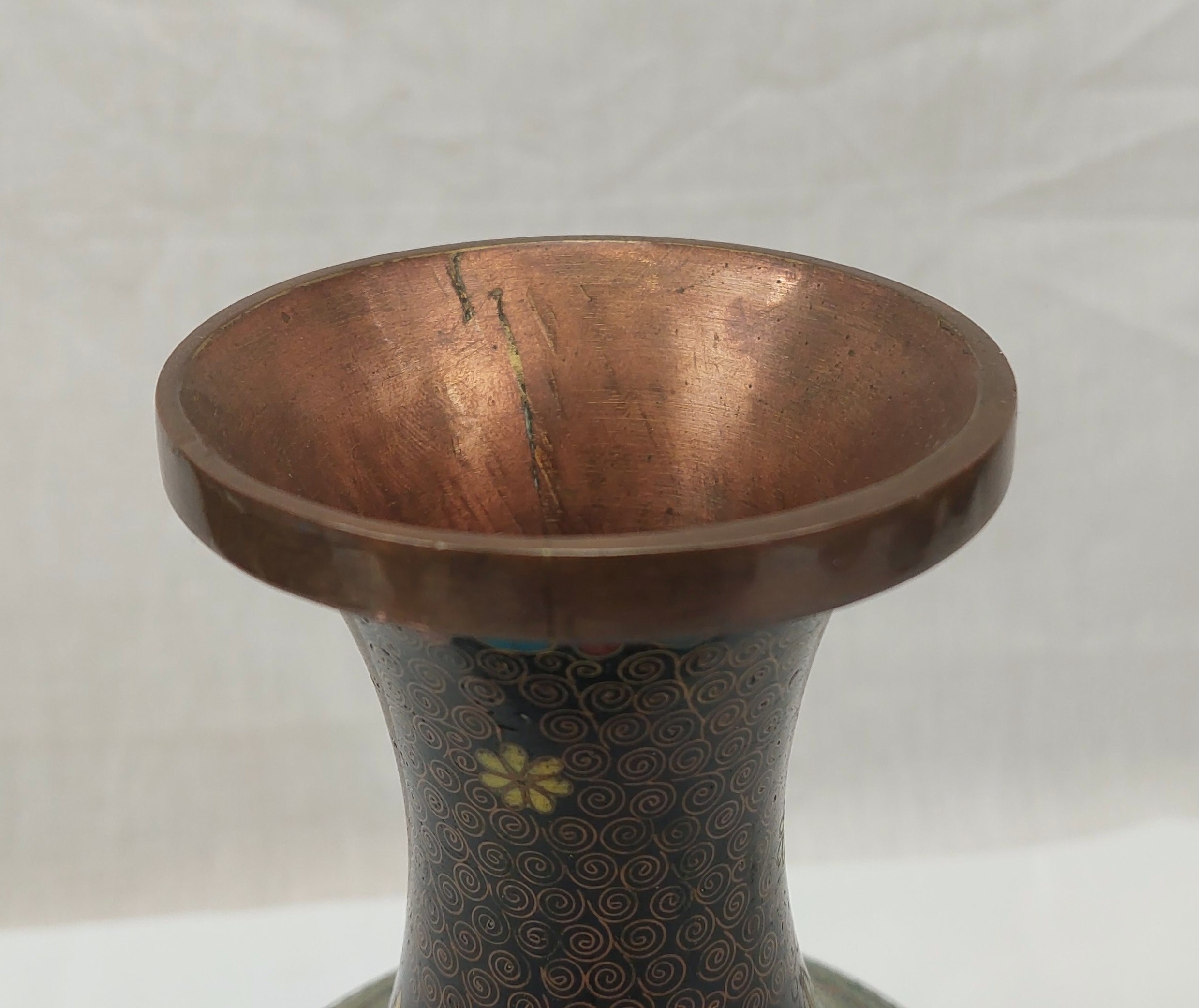 Chinese Cloisonne Vase With Yellow Dragons - Image 7