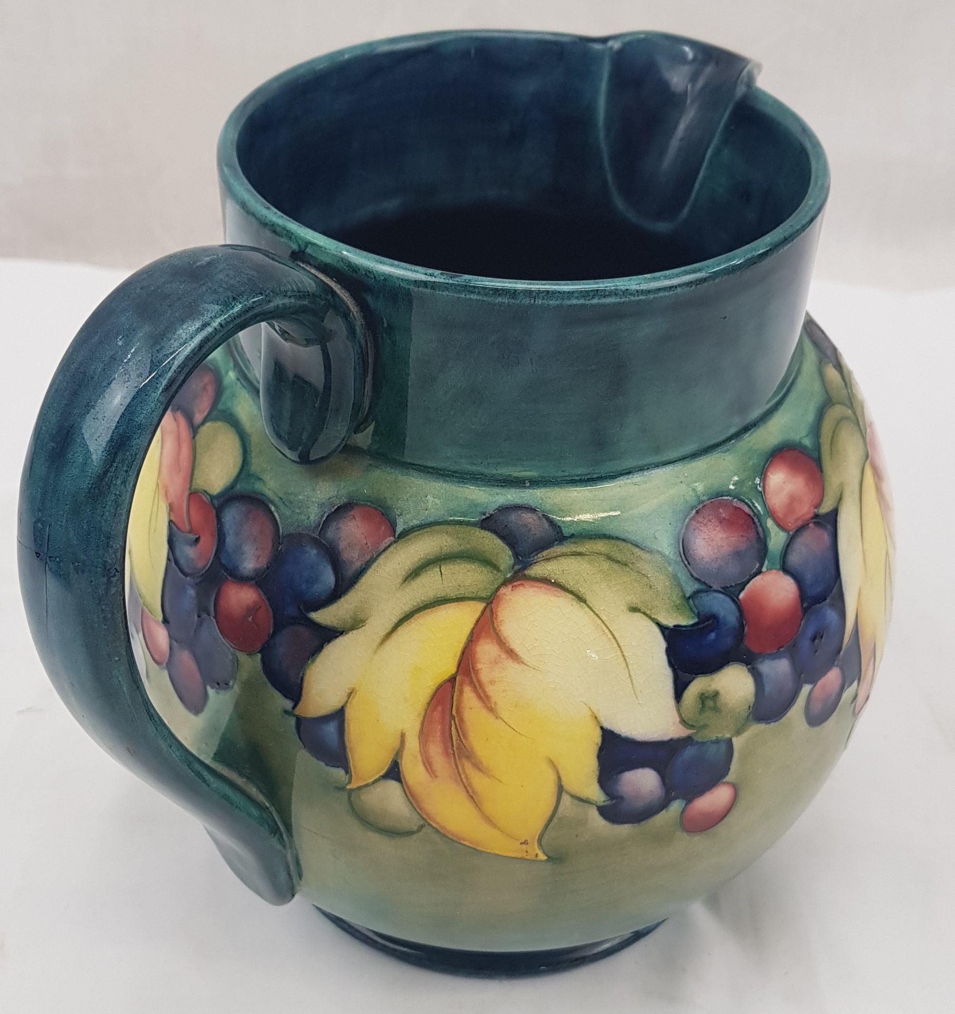Large 1950s Moorcroft Leaf And Berries Pattern Jug With Queen Mary Label - Image 2