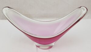 Large 1958 Swedish Flygors Coguille Cranberry Glass Bowl