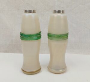 London 1911 Silver Topped Pair Of Art Nouveau Glass Vases