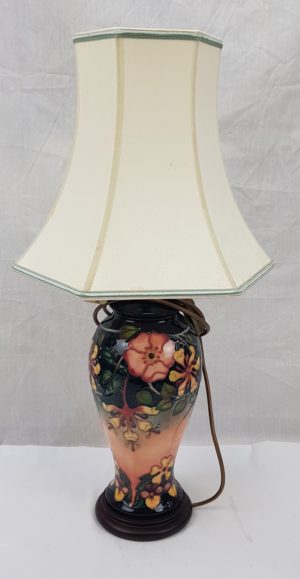 Moorcroft Hibiscus Moon Baluster Table Lamp