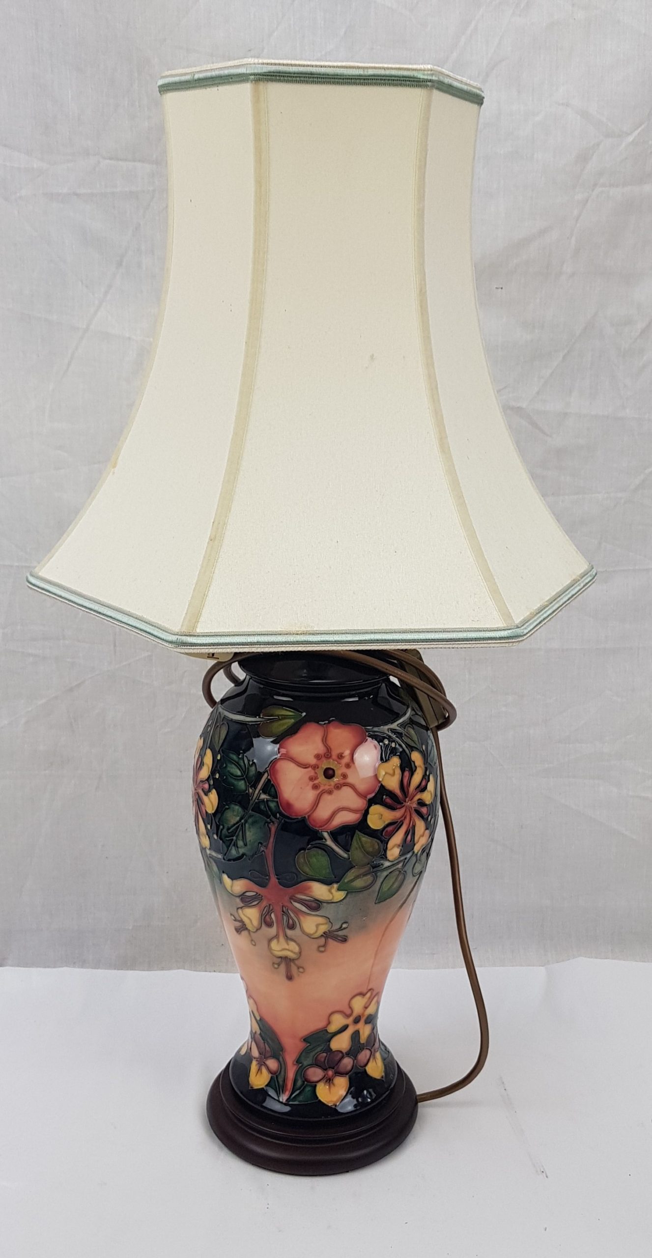 Moorcroft Hibiscus Moon Baluster Table Lamp