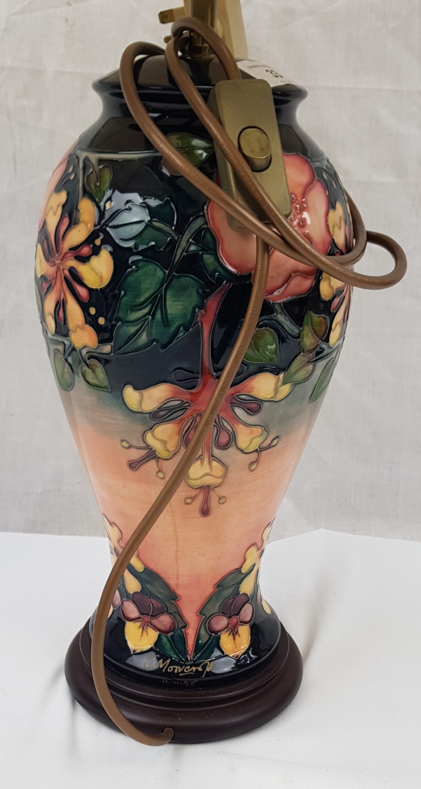 Moorcroft Hibiscus Moon Baluster Table Lamp - Image 3