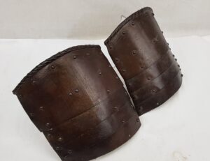 Pair Of Late 16th Century Finely Etched Gilt German Tassets Leg Armour