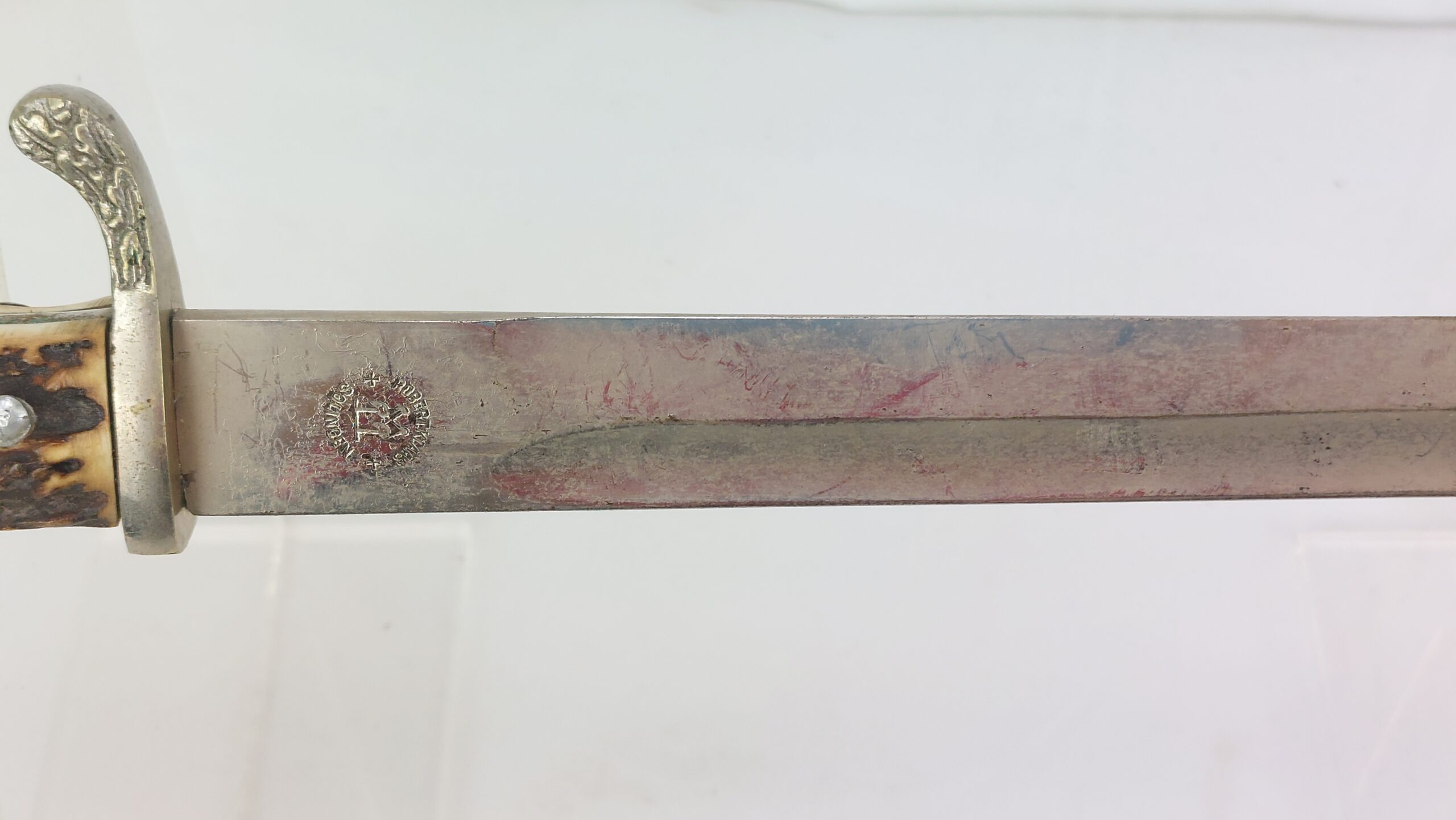 REPLICA WW2 German Police Bayonet, Long Pattern, Stag Grip. Stamped Robert Klaas Solingen - Image 6