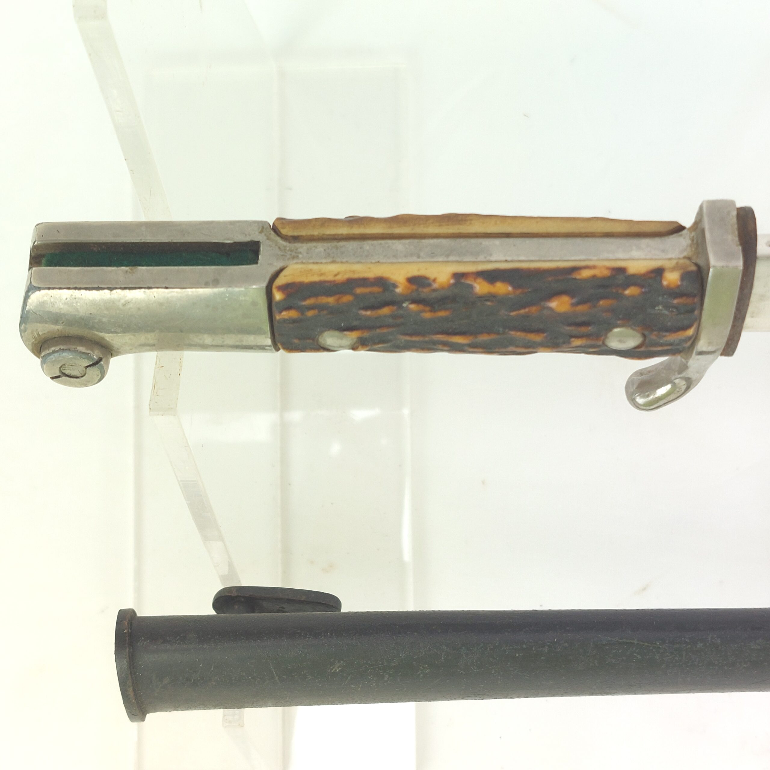 REPLICA WW2 German Police Bayonet, Short Model Stag Grip, stamped Solingen and Scabbard - Image 4